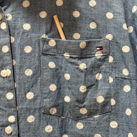 Tommy Hilfiger Classic Long Sleeve Button Down Utility Shirt Chambray Size L - Picture 4 of 13